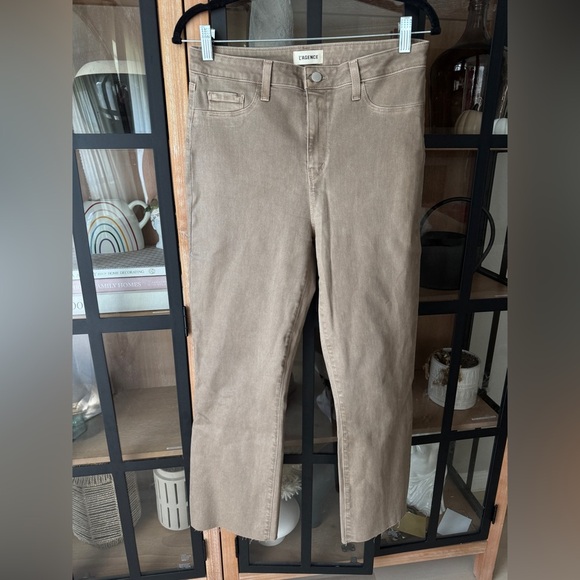 L’AGENCE kendra high rise cropped flare rye coated jeans pants khaki stretchy - Picture 5 of 16
